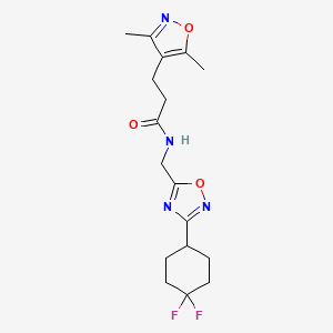 molecular formula C17H22F2N4O3 B6428601 N-{[3-(4,4-difluorocyclohexyl)-1,2,4-oxadiazol-5-yl]methyl}-3-(3,5-dimethyl-1,2-oxazol-4-yl)propanamide CAS No. 2034517-37-6