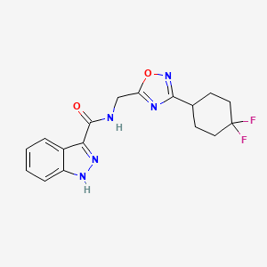 molecular formula C17H17F2N5O2 B6428611 N-{[3-(4,4-difluorocyclohexyl)-1,2,4-oxadiazol-5-yl]methyl}-1H-indazole-3-carboxamide CAS No. 2034334-57-9