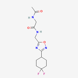 molecular formula C13H18F2N4O3 B6428612 N-{[3-(4,4-difluorocyclohexyl)-1,2,4-oxadiazol-5-yl]methyl}-2-acetamidoacetamide CAS No. 2034232-24-9