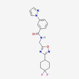 molecular formula C19H19F2N5O2 B6428615 N-{[3-(4,4-difluorocyclohexyl)-1,2,4-oxadiazol-5-yl]methyl}-3-(1H-pyrazol-1-yl)benzamide CAS No. 2034306-74-4