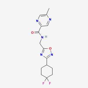 molecular formula C15H17F2N5O2 B6428618 N-{[3-(4,4-difluorocyclohexyl)-1,2,4-oxadiazol-5-yl]methyl}-5-methylpyrazine-2-carboxamide CAS No. 2034306-89-1