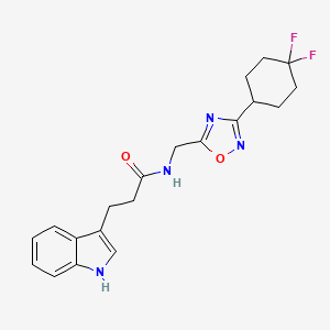 molecular formula C20H22F2N4O2 B6428625 N-{[3-(4,4-difluorocyclohexyl)-1,2,4-oxadiazol-5-yl]methyl}-3-(1H-indol-3-yl)propanamide CAS No. 2034232-55-6