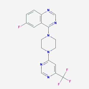 molecular formula C17H14F4N6 B6428641 6-fluoro-4-{4-[6-(trifluoromethyl)pyrimidin-4-yl]piperazin-1-yl}quinazoline CAS No. 2034310-06-8