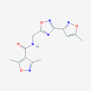 molecular formula C13H13N5O4 B6428645 3,5-dimethyl-N-{[3-(5-methyl-1,2-oxazol-3-yl)-1,2,4-oxadiazol-5-yl]methyl}-1,2-oxazole-4-carboxamide CAS No. 2034538-43-5
