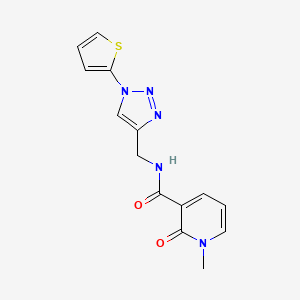 molecular formula C14H13N5O2S B6428654 1-methyl-2-oxo-N-{[1-(thiophen-2-yl)-1H-1,2,3-triazol-4-yl]methyl}-1,2-dihydropyridine-3-carboxamide CAS No. 2034332-82-4