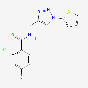 2-chloro-4-fluoro-N-{[1-(thiophen-2-yl)-1H-1,2,3-triazol-4-yl]methyl}benzamide