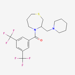 molecular formula C20H24F6N2OS B6428695 4-[3,5-bis(trifluoromethyl)benzoyl]-3-[(piperidin-1-yl)methyl]-1,4-thiazepane CAS No. 1705381-78-7