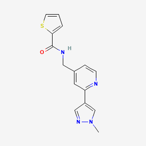 molecular formula C15H14N4OS B6428699 N-{[2-(1-methyl-1H-pyrazol-4-yl)pyridin-4-yl]methyl}thiophene-2-carboxamide CAS No. 2034609-35-1
