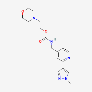 molecular formula C17H23N5O3 B6428713 2-(morpholin-4-yl)ethyl N-{[2-(1-methyl-1H-pyrazol-4-yl)pyridin-4-yl]methyl}carbamate CAS No. 2034521-65-6