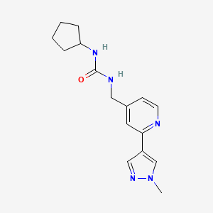 molecular formula C16H21N5O B6428717 3-cyclopentyl-1-{[2-(1-methyl-1H-pyrazol-4-yl)pyridin-4-yl]methyl}urea CAS No. 2034290-70-3