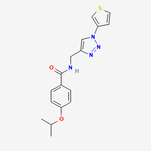 molecular formula C17H18N4O2S B6428724 4-(propan-2-yloxy)-N-{[1-(thiophen-3-yl)-1H-1,2,3-triazol-4-yl]methyl}benzamide CAS No. 2034365-52-9