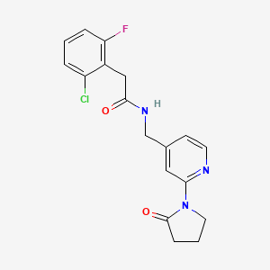 molecular formula C18H17ClFN3O2 B6428738 2-(2-chloro-6-fluorophenyl)-N-{[2-(2-oxopyrrolidin-1-yl)pyridin-4-yl]methyl}acetamide CAS No. 2034299-81-3