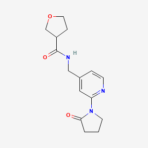 molecular formula C15H19N3O3 B6428744 N-{[2-(2-oxopyrrolidin-1-yl)pyridin-4-yl]methyl}oxolane-3-carboxamide CAS No. 2034388-85-5