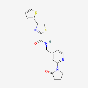 molecular formula C18H16N4O2S2 B6428748 N-{[2-(2-oxopyrrolidin-1-yl)pyridin-4-yl]methyl}-4-(thiophen-2-yl)-1,3-thiazole-2-carboxamide CAS No. 2034299-96-0