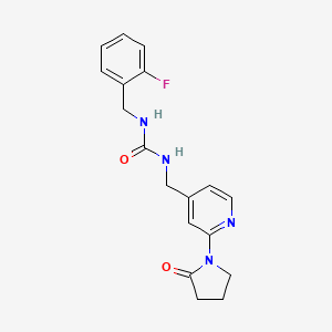 molecular formula C18H19FN4O2 B6428750 1-[(2-fluorophenyl)methyl]-3-{[2-(2-oxopyrrolidin-1-yl)pyridin-4-yl]methyl}urea CAS No. 2034265-73-9