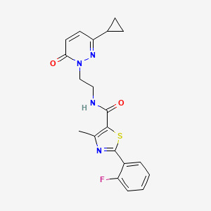molecular formula C20H19FN4O2S B6428778 N-[2-(3-cyclopropyl-6-oxo-1,6-dihydropyridazin-1-yl)ethyl]-2-(2-fluorophenyl)-4-methyl-1,3-thiazole-5-carboxamide CAS No. 2034387-04-5