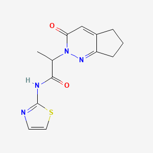 molecular formula C13H14N4O2S B6428801 2-{3-oxo-2H,3H,5H,6H,7H-cyclopenta[c]pyridazin-2-yl}-N-(1,3-thiazol-2-yl)propanamide CAS No. 2034495-39-9
