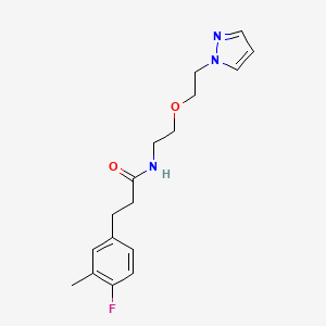 molecular formula C17H22FN3O2 B6428872 3-(4-fluoro-3-methylphenyl)-N-{2-[2-(1H-pyrazol-1-yl)ethoxy]ethyl}propanamide CAS No. 2034563-68-1
