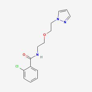 molecular formula C14H16ClN3O2 B6428876 2-chloro-N-{2-[2-(1H-pyrazol-1-yl)ethoxy]ethyl}benzamide CAS No. 2034223-95-3