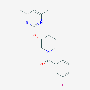 molecular formula C18H20FN3O2 B6428916 2-{[1-(3-fluorobenzoyl)piperidin-3-yl]oxy}-4,6-dimethylpyrimidine CAS No. 2097915-69-8