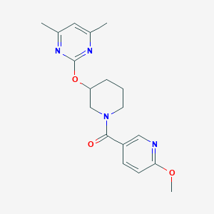 molecular formula C18H22N4O3 B6428923 2-{[1-(6-methoxypyridine-3-carbonyl)piperidin-3-yl]oxy}-4,6-dimethylpyrimidine CAS No. 2097896-85-8