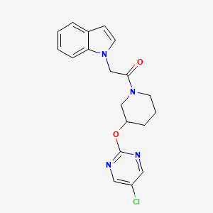 molecular formula C19H19ClN4O2 B6428925 1-{3-[(5-chloropyrimidin-2-yl)oxy]piperidin-1-yl}-2-(1H-indol-1-yl)ethan-1-one CAS No. 2097865-77-3