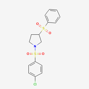 molecular formula C16H16ClNO4S2 B6428931 3-(benzenesulfonyl)-1-(4-chlorobenzenesulfonyl)pyrrolidine CAS No. 1705769-75-0