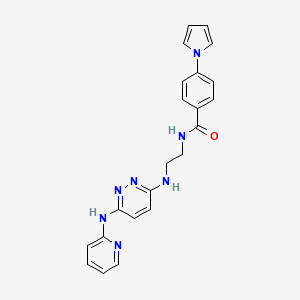 molecular formula C22H21N7O B6428949 N-[2-({6-[(pyridin-2-yl)amino]pyridazin-3-yl}amino)ethyl]-4-(1H-pyrrol-1-yl)benzamide CAS No. 2327665-08-5