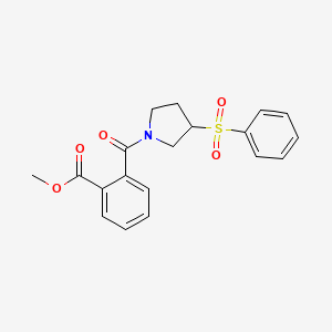molecular formula C19H19NO5S B6428955 methyl 2-[3-(benzenesulfonyl)pyrrolidine-1-carbonyl]benzoate CAS No. 1705901-22-9