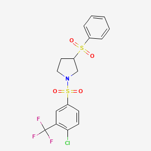 3-(benzenesulfonyl)-1-[4-chloro-3-(trifluoromethyl)benzenesulfonyl]pyrrolidine