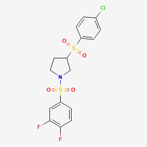 molecular formula C16H14ClF2NO4S2 B6429001 3-(4-chlorobenzenesulfonyl)-1-(3,4-difluorobenzenesulfonyl)pyrrolidine CAS No. 1705973-32-5