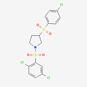 molecular formula C16H14Cl3NO4S2 B6429011 3-(4-chlorobenzenesulfonyl)-1-(2,5-dichlorobenzenesulfonyl)pyrrolidine CAS No. 1706420-79-2