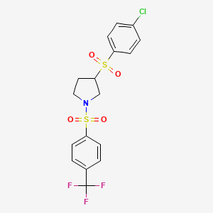 molecular formula C17H15ClF3NO4S2 B6429019 3-(4-chlorobenzenesulfonyl)-1-[4-(trifluoromethyl)benzenesulfonyl]pyrrolidine CAS No. 1705553-31-6