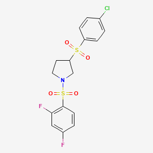 molecular formula C16H14ClF2NO4S2 B6429029 3-(4-chlorobenzenesulfonyl)-1-(2,4-difluorobenzenesulfonyl)pyrrolidine CAS No. 1705476-78-3