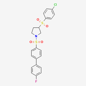 molecular formula C22H19ClFNO4S2 B6429047 3-(4-chlorobenzenesulfonyl)-1-({4'-fluoro-[1,1'-biphenyl]-4-yl}sulfonyl)pyrrolidine CAS No. 1706138-32-0