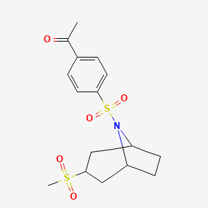 molecular formula C16H21NO5S2 B6429056 1-[4-({3-methanesulfonyl-8-azabicyclo[3.2.1]octan-8-yl}sulfonyl)phenyl]ethan-1-one CAS No. 1705272-38-3