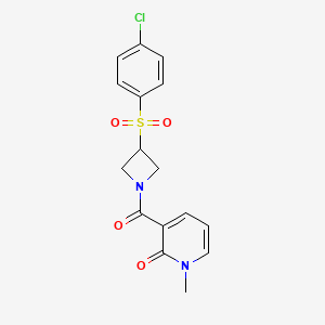 molecular formula C16H15ClN2O4S B6429091 3-[3-(4-chlorobenzenesulfonyl)azetidine-1-carbonyl]-1-methyl-1,2-dihydropyridin-2-one CAS No. 1705916-59-1