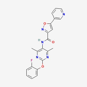 molecular formula C21H16FN5O3 B6429178 N-[2-(2-fluorophenoxy)-4,6-dimethylpyrimidin-5-yl]-5-(pyridin-3-yl)-1,2-oxazole-3-carboxamide CAS No. 2327668-29-9