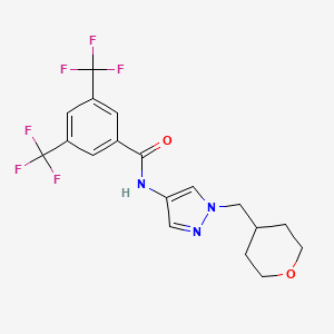 molecular formula C18H17F6N3O2 B6429222 N-{1-[(oxan-4-yl)methyl]-1H-pyrazol-4-yl}-3,5-bis(trifluoromethyl)benzamide CAS No. 1705842-03-0