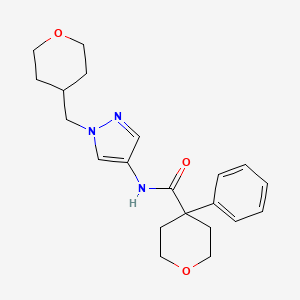 molecular formula C21H27N3O3 B6429230 N-{1-[(oxan-4-yl)methyl]-1H-pyrazol-4-yl}-4-phenyloxane-4-carboxamide CAS No. 1705927-05-4