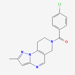 molecular formula C17H15ClN4O B6429255 11-(4-chlorobenzoyl)-4-methyl-2,3,7,11-tetraazatricyclo[7.4.0.0^{2,6}]trideca-1(9),3,5,7-tetraene CAS No. 1705323-96-1