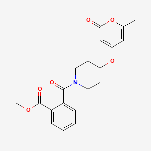 molecular formula C20H21NO6 B6429272 methyl 2-{4-[(6-methyl-2-oxo-2H-pyran-4-yl)oxy]piperidine-1-carbonyl}benzoate CAS No. 1704550-96-8