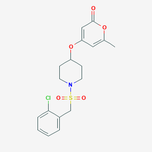 molecular formula C18H20ClNO5S B6429275 4-({1-[(2-chlorophenyl)methanesulfonyl]piperidin-4-yl}oxy)-6-methyl-2H-pyran-2-one CAS No. 1704634-26-3