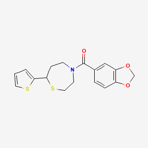 molecular formula C17H17NO3S2 B6429290 4-(2H-1,3-benzodioxole-5-carbonyl)-7-(thiophen-2-yl)-1,4-thiazepane CAS No. 1705096-76-9