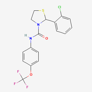 molecular formula C17H14ClF3N2O2S B6429337 2-(2-chlorophenyl)-N-[4-(trifluoromethoxy)phenyl]-1,3-thiazolidine-3-carboxamide CAS No. 2327785-64-6