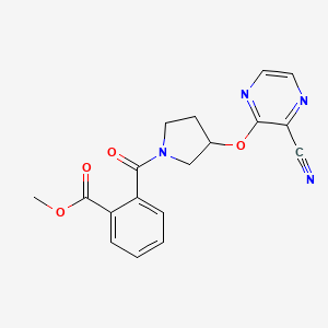 molecular formula C18H16N4O4 B6429345 methyl 2-{3-[(3-cyanopyrazin-2-yl)oxy]pyrrolidine-1-carbonyl}benzoate CAS No. 1705232-06-9