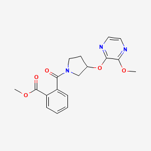 molecular formula C18H19N3O5 B6429348 methyl 2-{3-[(3-methoxypyrazin-2-yl)oxy]pyrrolidine-1-carbonyl}benzoate CAS No. 1706309-30-9