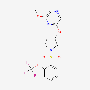 molecular formula C16H16F3N3O5S B6429357 2-methoxy-6-({1-[2-(trifluoromethoxy)benzenesulfonyl]pyrrolidin-3-yl}oxy)pyrazine CAS No. 1706311-35-4