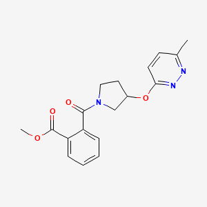 molecular formula C18H19N3O4 B6429376 methyl 2-{3-[(6-methylpyridazin-3-yl)oxy]pyrrolidine-1-carbonyl}benzoate CAS No. 1704556-09-1
