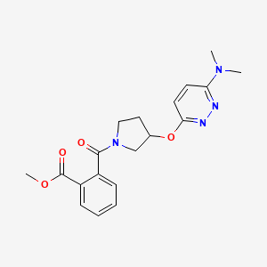 molecular formula C19H22N4O4 B6429381 methyl 2-(3-{[6-(dimethylamino)pyridazin-3-yl]oxy}pyrrolidine-1-carbonyl)benzoate CAS No. 1705102-88-0